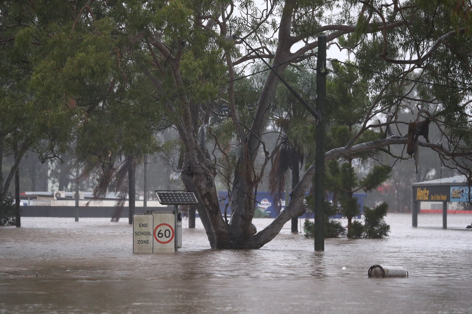 flooded scenes in lismore, nsw, australia