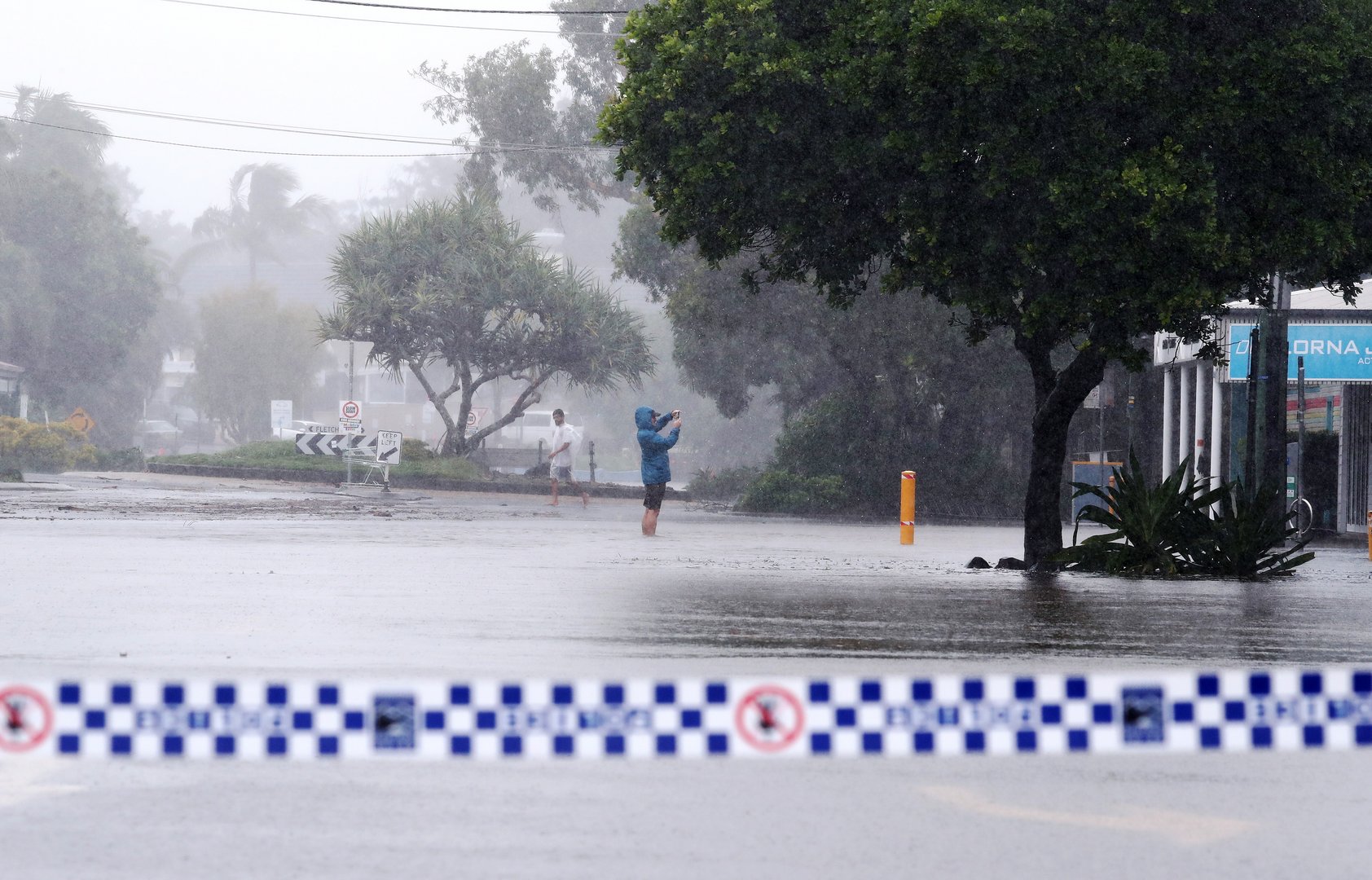 flooded scenes in byron bay, nsw, australia