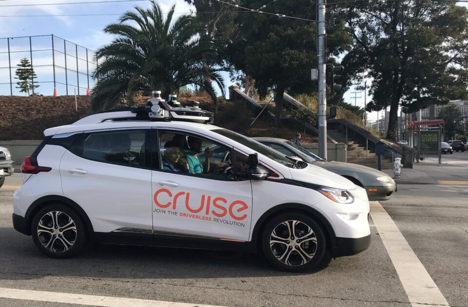 file photo: a cruise self driving car, which is owned by general motors corp, is seen outside the company’s headquarters in san francisco
