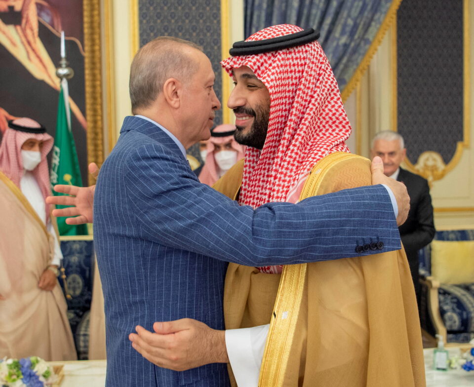 saudi crown prince, mohammed bin salman meets turkish president recep tayyip erdogan upon his arrival in jeddah, saudi arabian