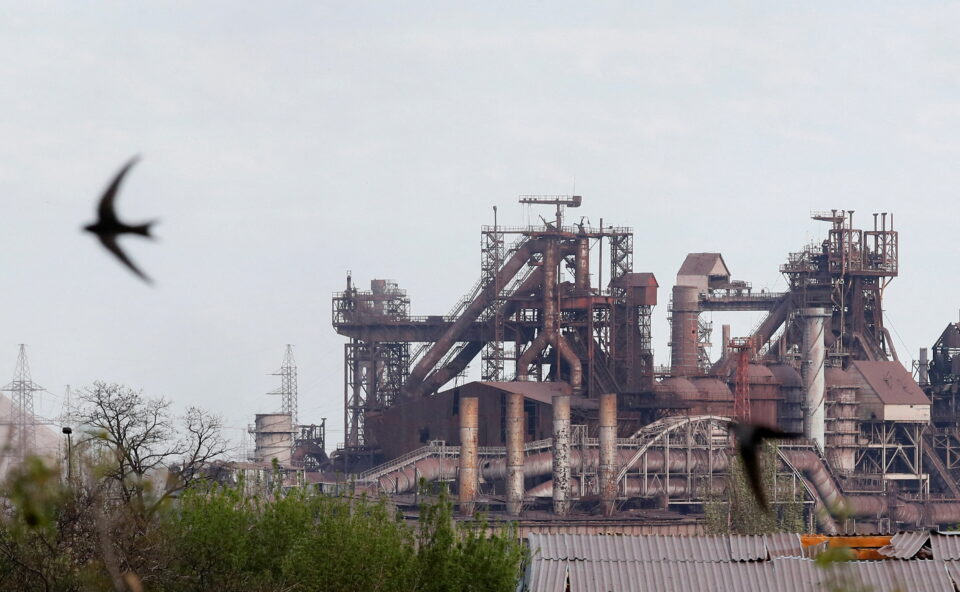 a view shows a plant of azovstal iron and steel works in mariupol