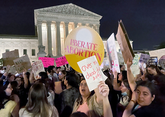 protestors react outside the u.s. supreme court after the leak of a draft opinion preparing for a majority of the court to overturn the roe v. wade abortion rights decision in washington