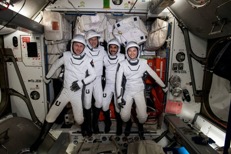 the four commercial crew astronauts representing nasa’s spacex crew 3 mission are pictured in their dragon spacesuits