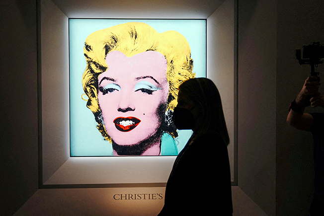 file photo: andy warhol auction in new york city