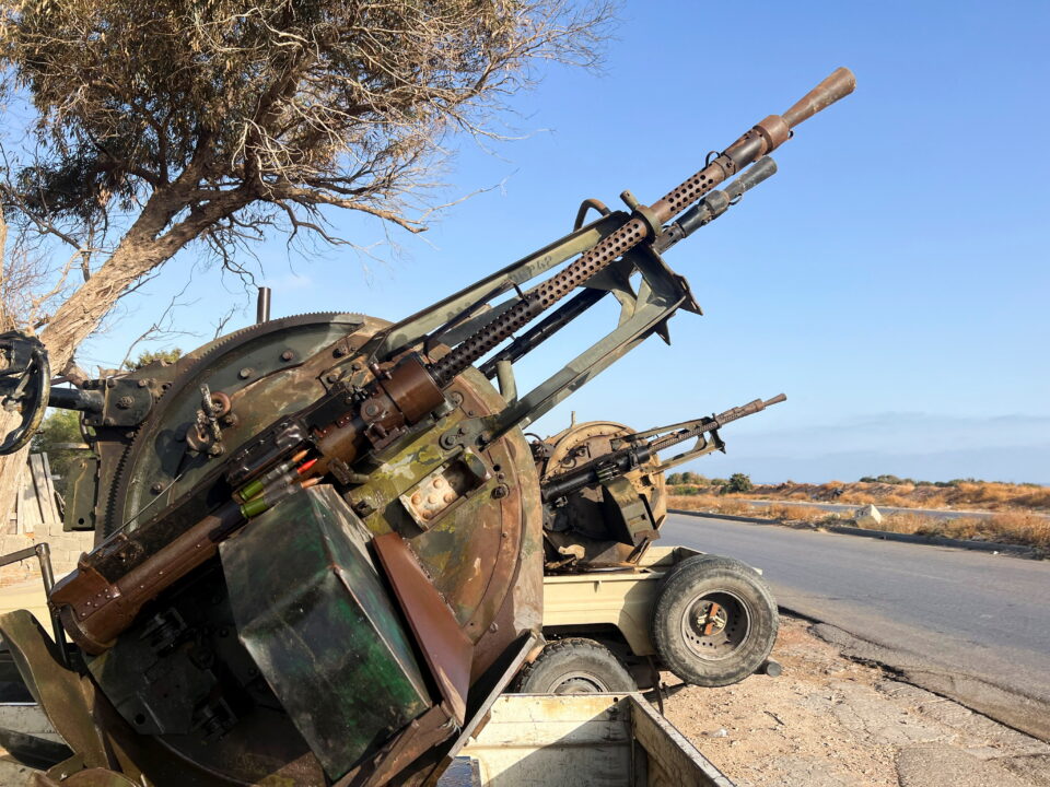 military vehicles mounted with heavy weapons belonging to pro pm dbeibah constitution protection force are pictured in tripoli