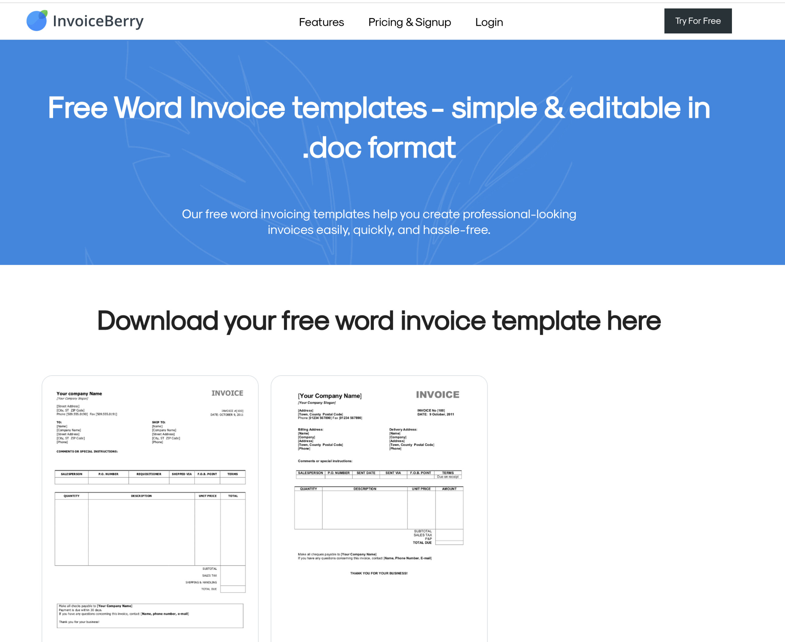 35. word invoice templates