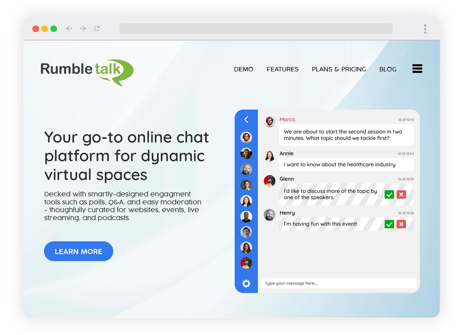 39. online group chat platform for websites live events and q&a