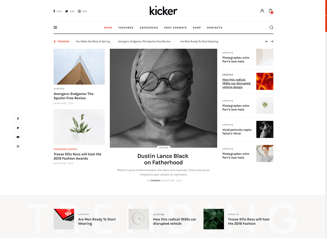 52. kicker multipurpose blog magazine wordpress theme + gutenberg