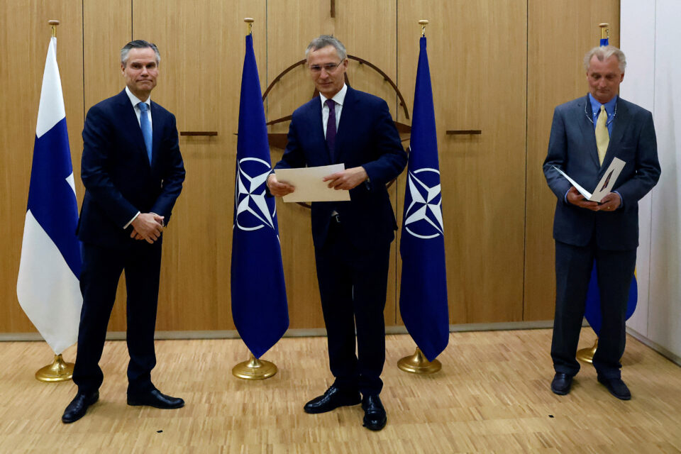nato holds ceremony to mark sweden's and finland's application for membership in brussels