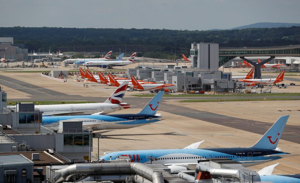 file photo: british airways, easyjet and tui aircraft are parked at the south terminal at gatwick airport, in crawley