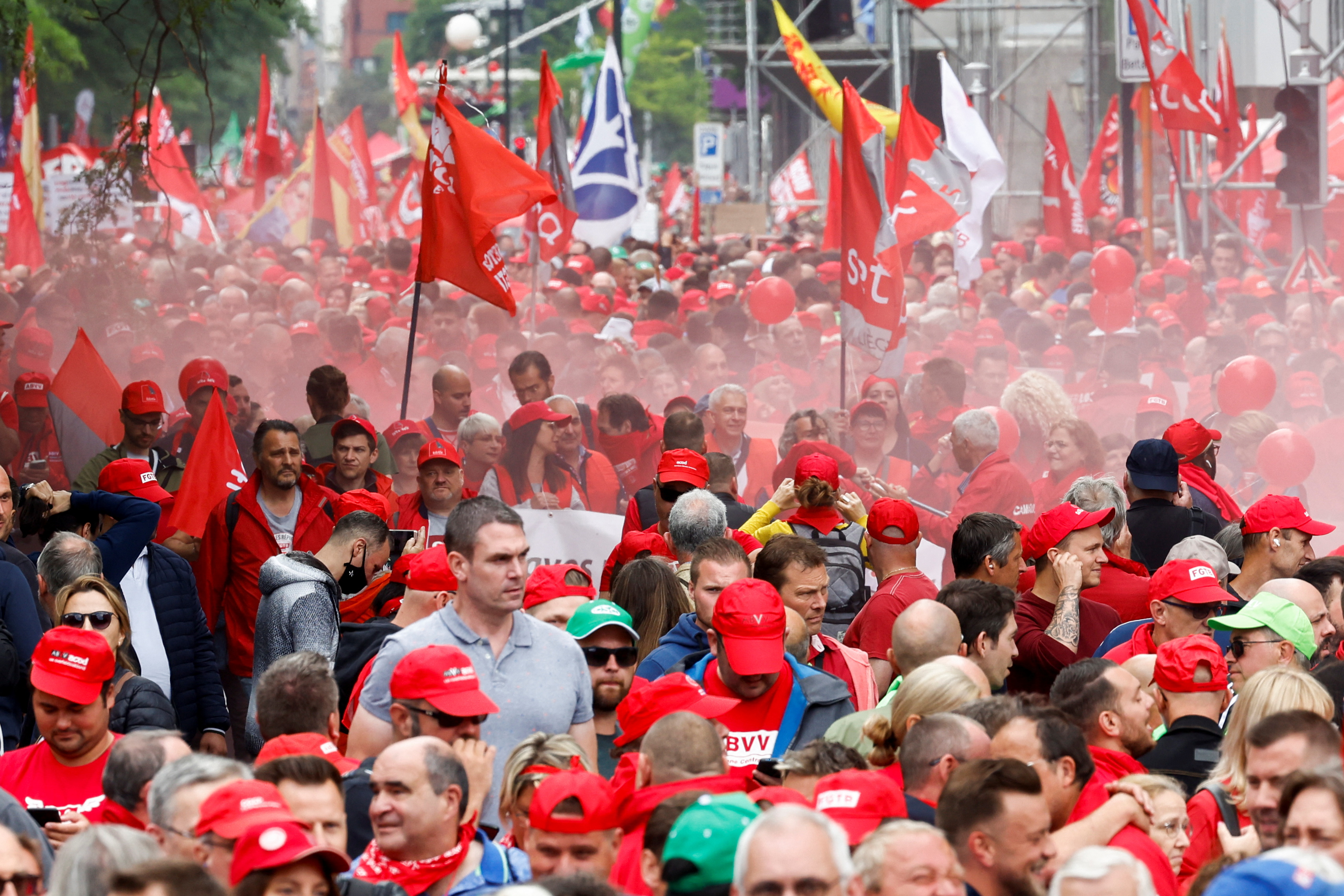 image Belgium hit by protests over cost of living spike, outbound flights cancelled