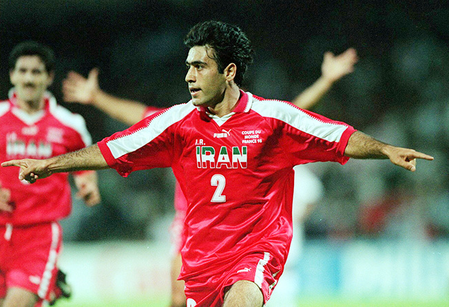 file photo: mehdi mahdavikia iran celebrates after scoring the second goal against usa