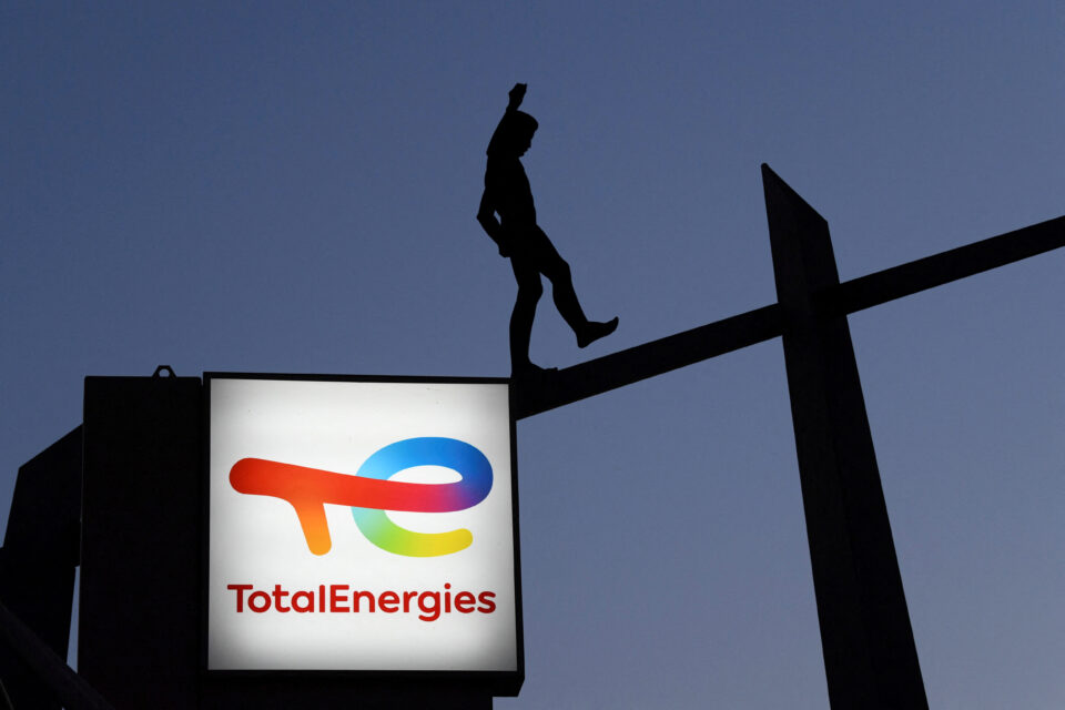file photo: a totalenergies logo on a display at a fuel station in berlin