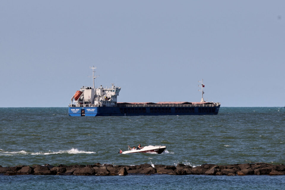file photo: russian flagged cargo ship zhibek zholy seen off the coast of black sea port of karasu