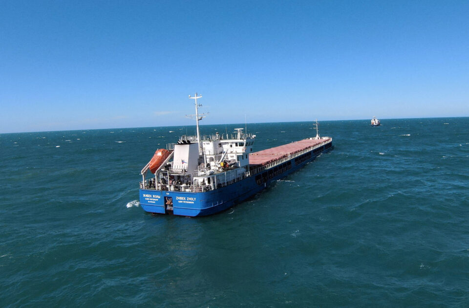 file photo: russian flagged cargo ship zhibek zholy is seen off the coast of black sea port of karasu