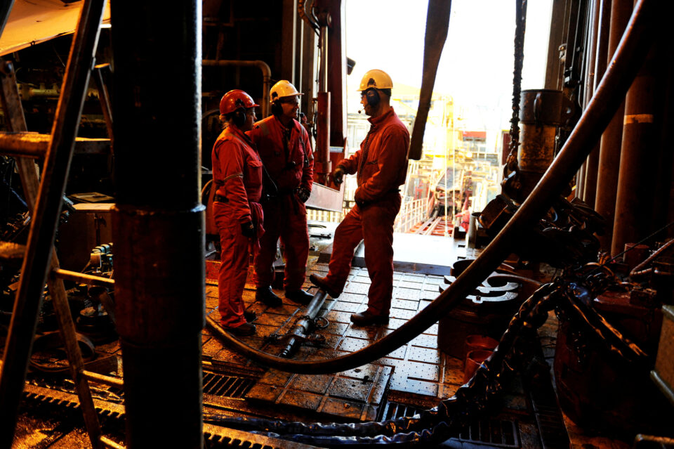 file photo: oil workers pictured as they work at the oseberg oil field, in the north sea
