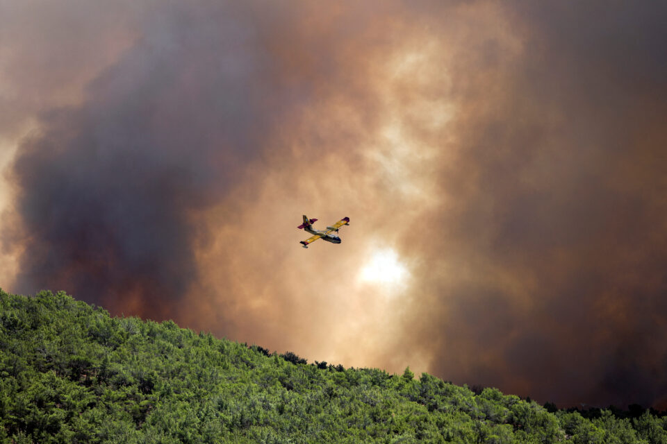 wildfire on the island of lesbos