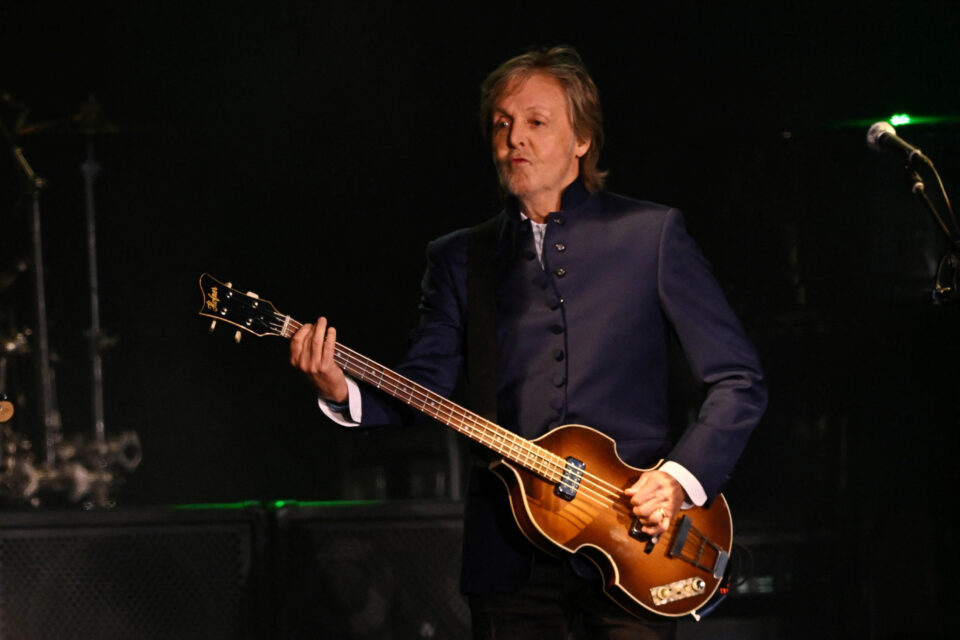 paul mccartney performs on the pyramid stage at worthy farm in somerset during the glastonbury festival