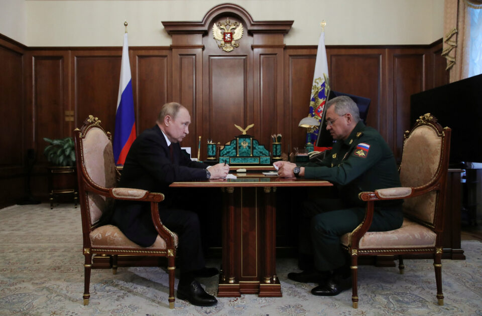 russian president vladimir putin meets with defence minister sergei shoigu in moscow