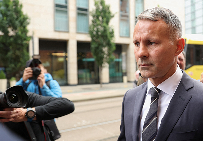 former manchester united footballer giggs arrives at court in manchester