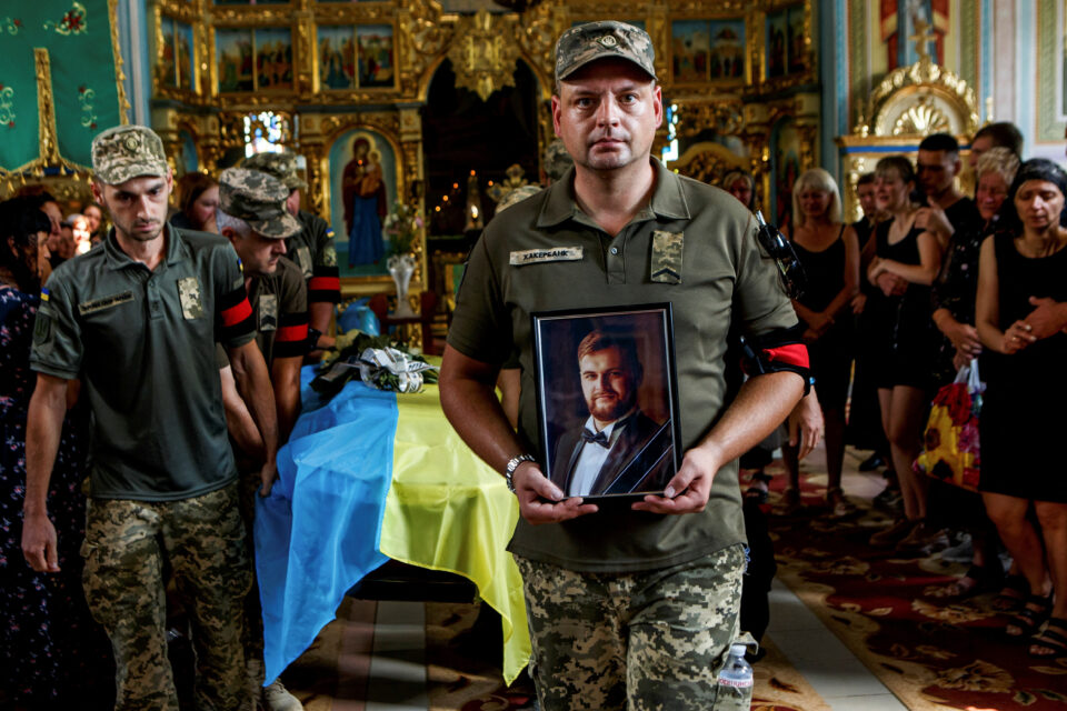 funeral of ukrainian serviceman vitalii holubka in the town of chop