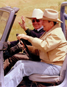 file photo: former u.s. president ronald reagan takes former soviet president mikhail gorbachev for a drive in his jeep to tour the reagan ranch in the santa ynez mountains near santa barbara