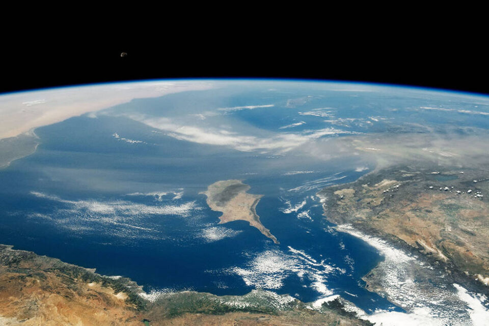 a dust plume stretches over the eastern mediterranean, shrouding parts of greece, turkey, and cyprus