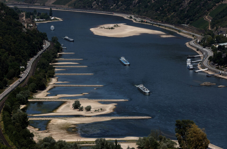 file photo: drought means low water levels in rhine and a headache for international shipping