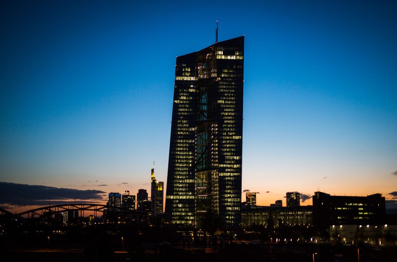 european central bank (ecb) headquarters during sunset