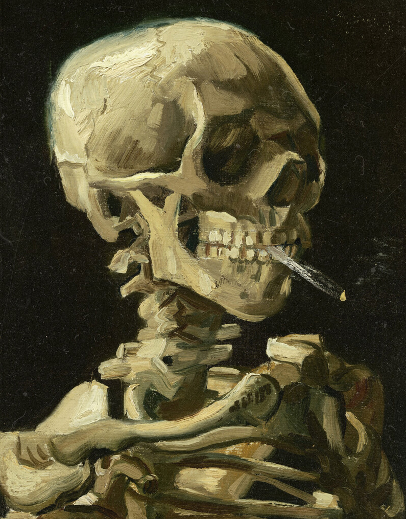 feature panayiotides a skeleton with a cigarette by vincent van gogh
