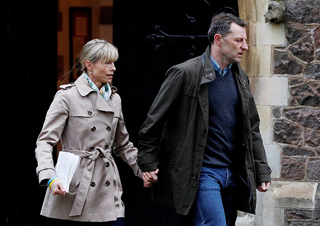 file photo: kate and gerry mccann leave after a service to mark the 10th anniversary of the disappearance of their daughter madeleine at st mary and st john church in rothley