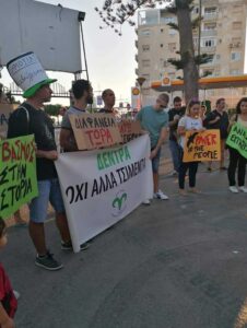demonstration by the greens over the work on the park