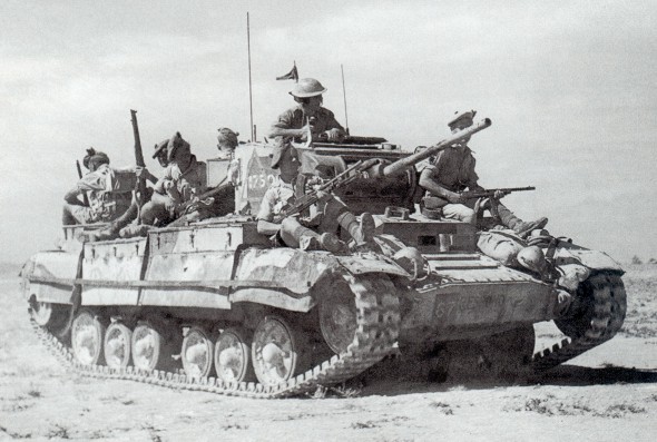 feature colin a valentine tank in north africa, carrying scottish infantry
