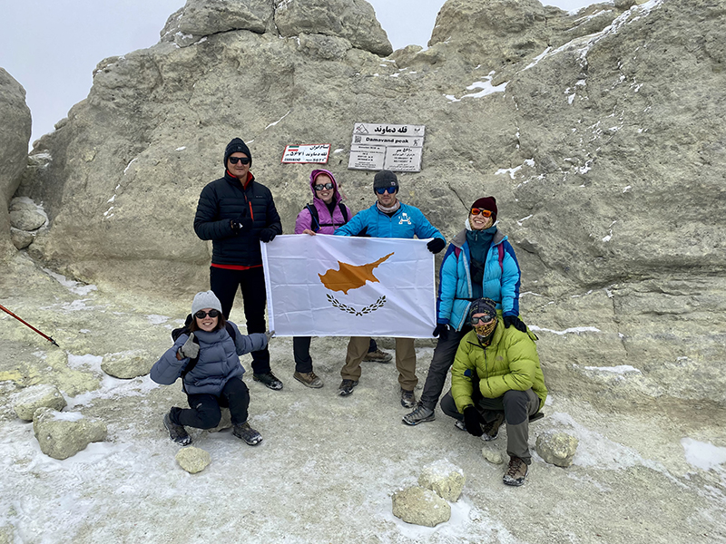 image Raising the Cyprus flag on mountain of fire