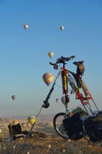 photo of camp spot and bike in cappadocia, turkey