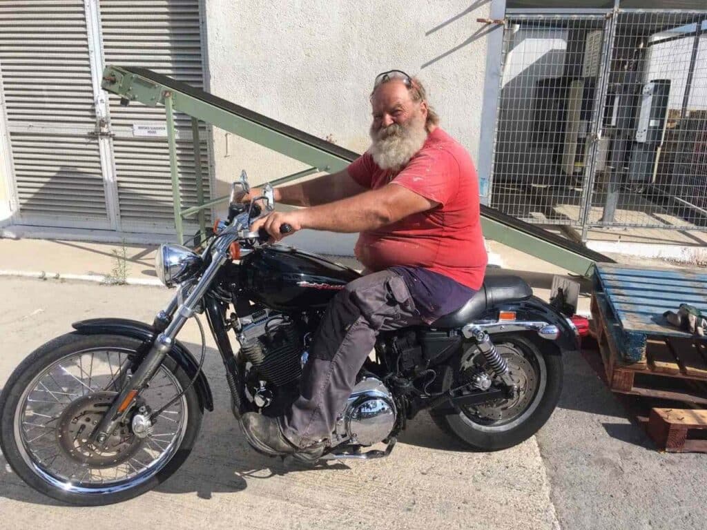 David on one of his beloved motorbikes
