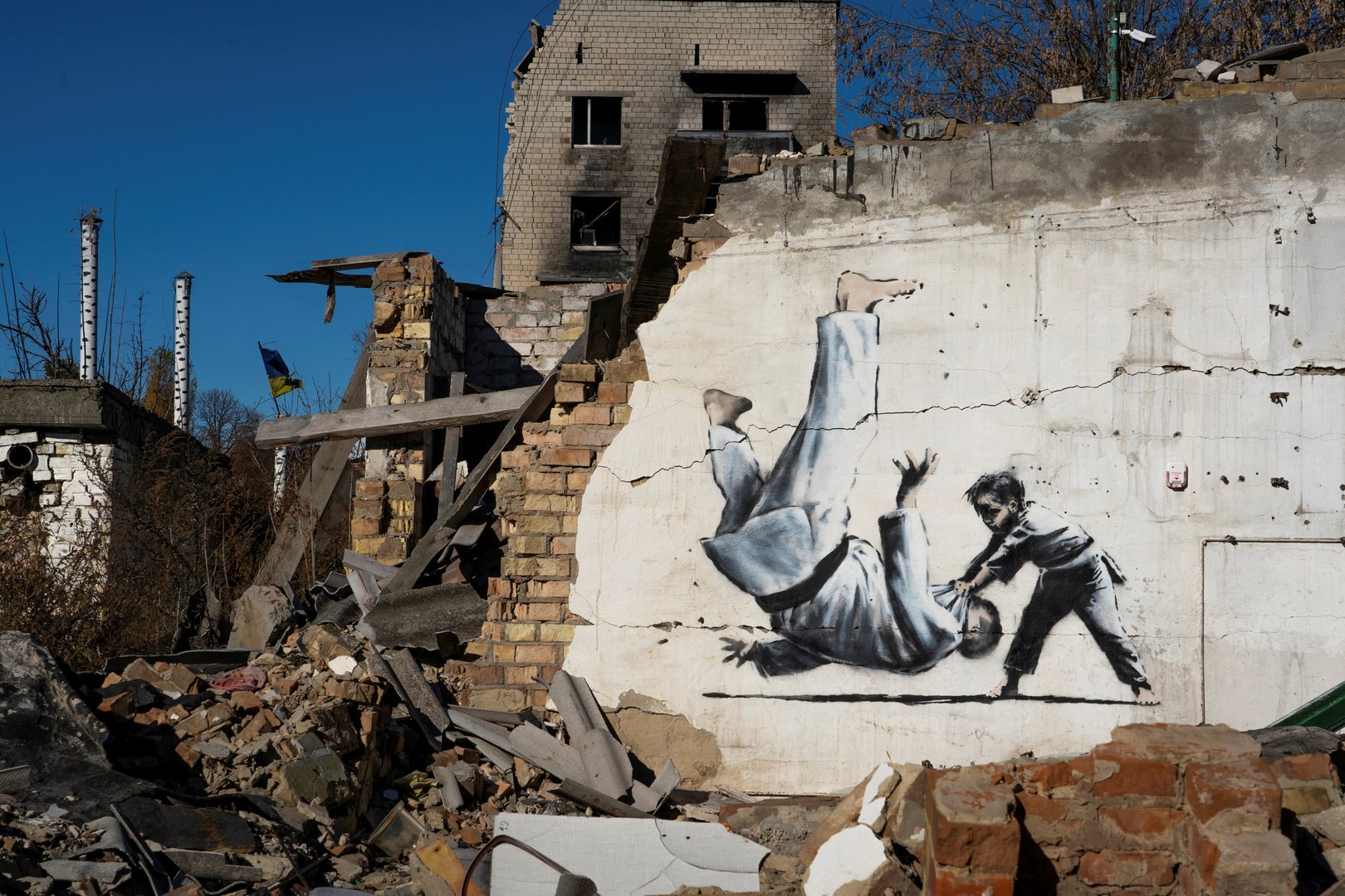 image Mastermind of Banksy removal could face years in jail, Ukraine says
