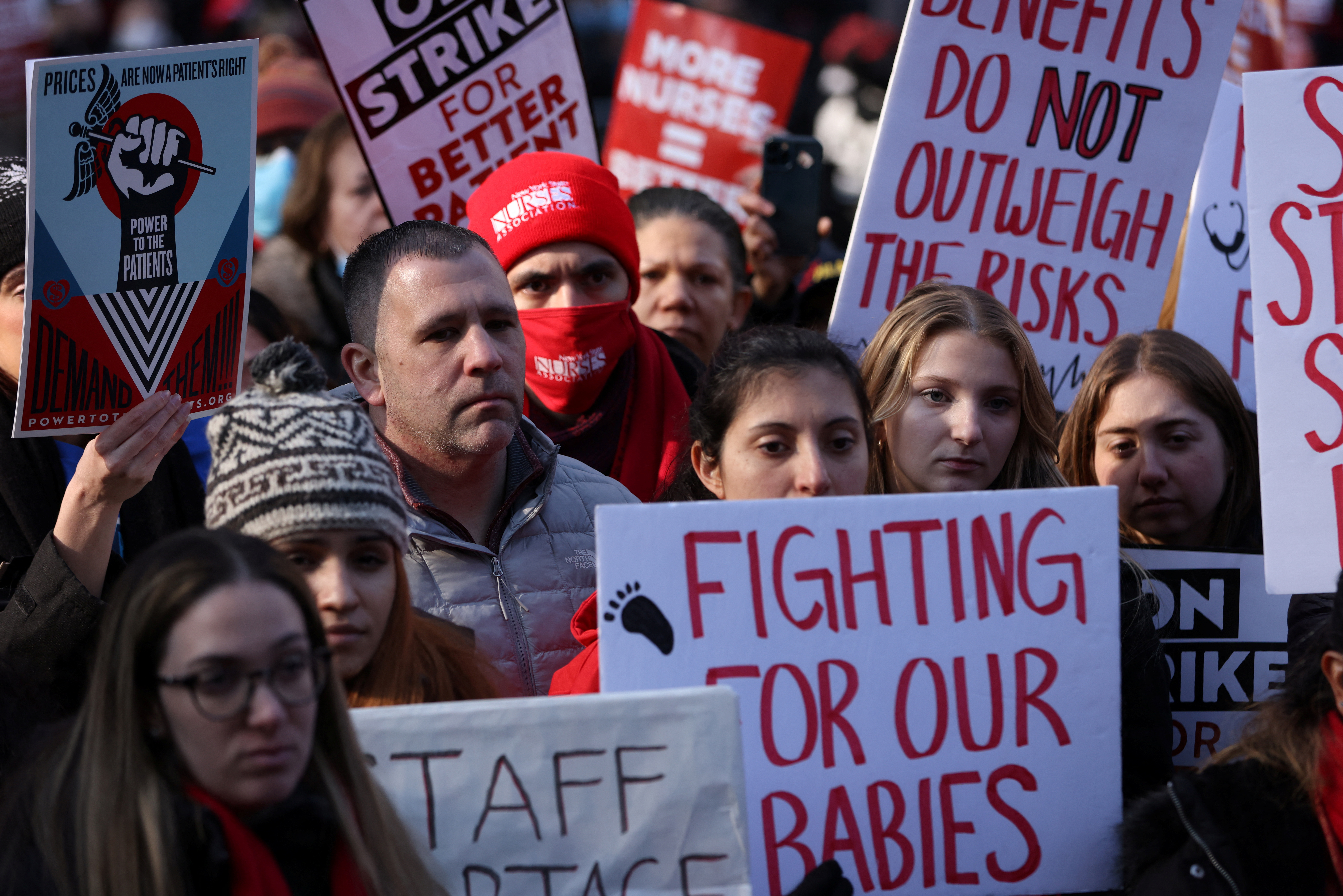 image More than 7,000 nurses go on strike in New York City