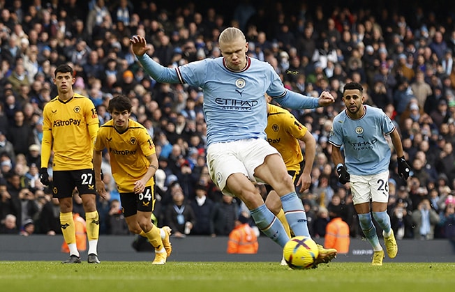 cover Haaland fires another hat-trick to fire City to win over Wolves