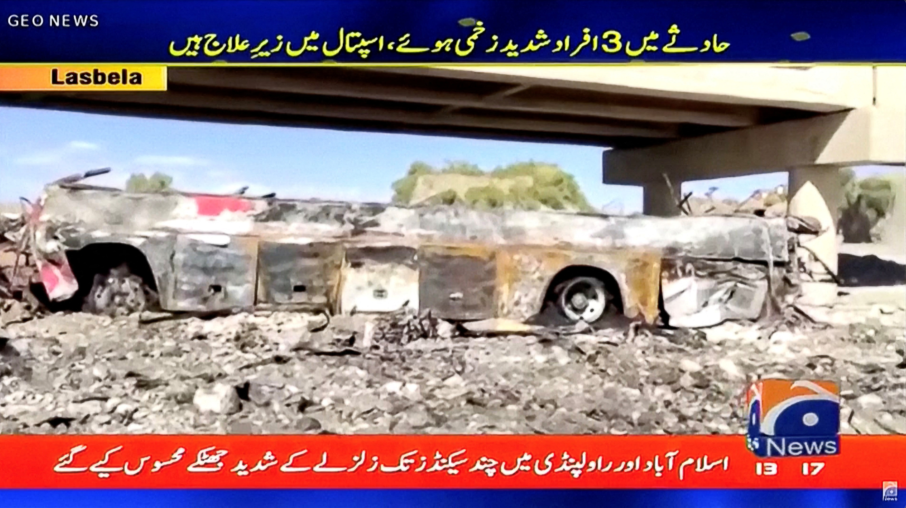 image Over 40 killed in Pakistan bus crash, 10 children drown when boat capsizes