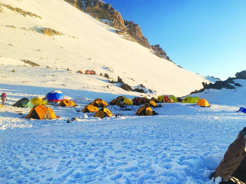 aconcagua high camp 2 5500m – we stayed an extra day locked in the tents in this camp due to bad weather