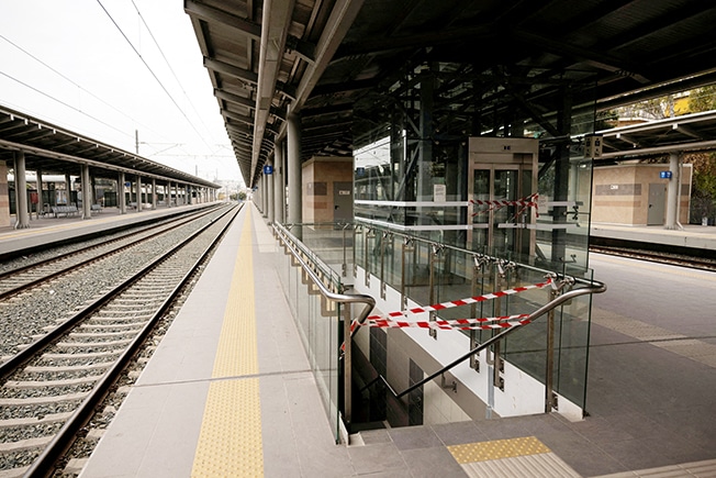 file photo: an empty station during a nationwide railway strike after trains collide near larissa, greece