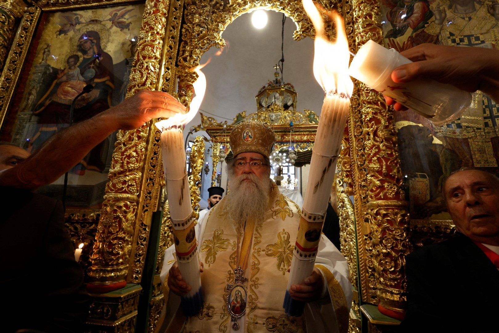 image Orthodox Christians await Holy Light in Jerusalem under heavy police restrictions