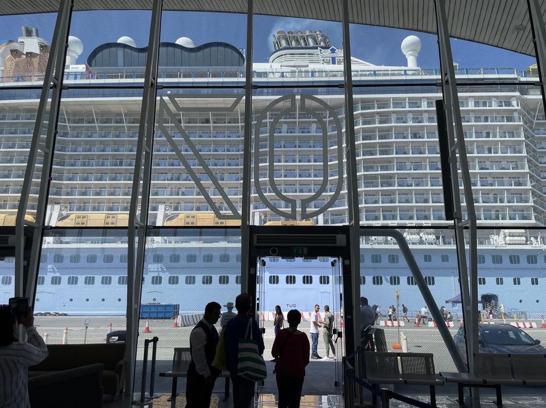 dom travel the ship dwarfed us on arrival at limassol port