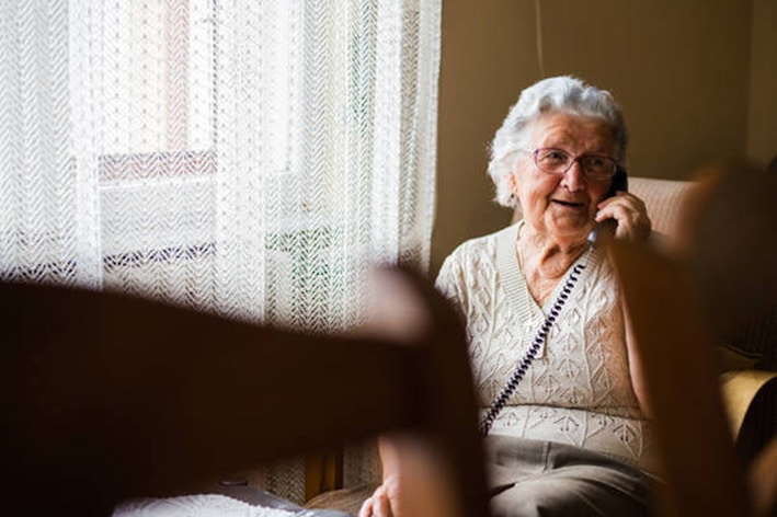 elderly on phone