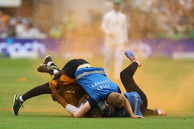 image Protesters halt second Ashes Test match at Lords