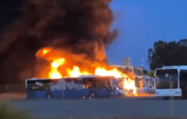 image Four buses charred after fire (Update)