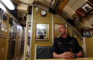 swedish submarine hms gotland lies in a port at the naval base of karlskrona