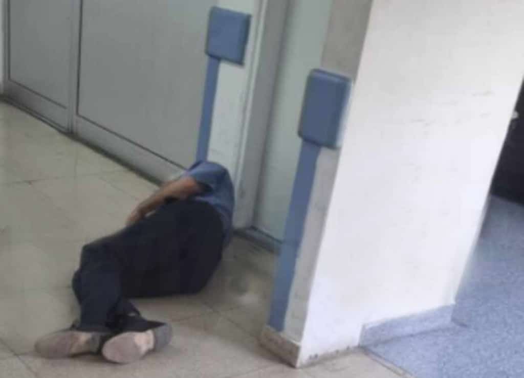 image Call for calm after man photographed lying on floor at A&#038;E