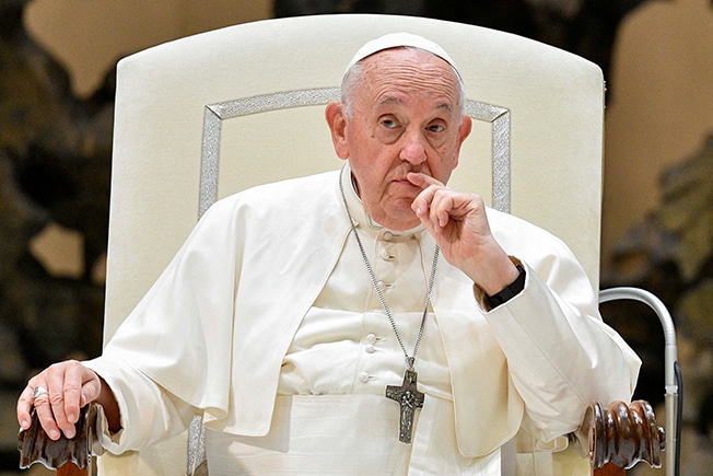 image Pope says he has lung inflammation, aide reads message for him